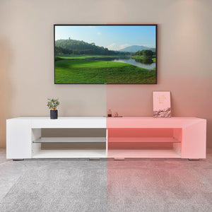 LED TV Stand Modern Entertainment Center With Storage High Gloss Gaming Living Room Bedroom TV Cabinet - White by Couch.com