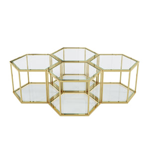 Modern Coffee Table With Double Layer Tempered Glass And Polygonal Design by Couch.com