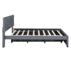 Upholstered Platform Bed With Brick Pattern Headboard And Twin Long Size Trundle by Couch.com