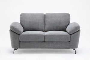 Couch.com Villanelle Loveseat With Chrome Finish Legs Light Gray, Modern Style, Fabric Construction, Gray Finish by Couch.com