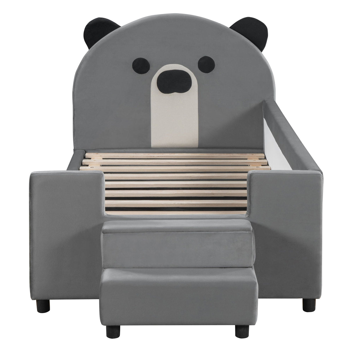 Upholstered Daybed With Bear Shaped Headboard, Hydraulic System And Breathable Mesh Fence by Couch.com