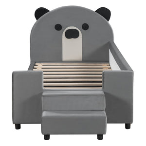 Upholstered Daybed With Bear Shaped Headboard, Hydraulic System And Breathable Mesh Fence by Couch.com