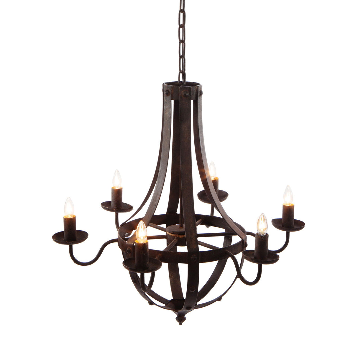 6 Light Metal Chandelier, Hanging Light Fixture With Adjustable Chain For Kitchen, Bulb Not Included - Black by Couch.com