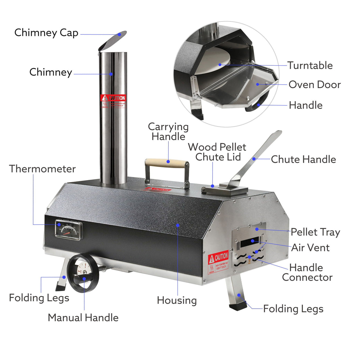 Semi-Automatic 12 Outdoor Pizza Oven Portable Wood Fired Pizza Oven Outdoor Cooking Pizza Maker Portable Pizza Oven For Authentic Stone Baked Pizzas by Couch.com