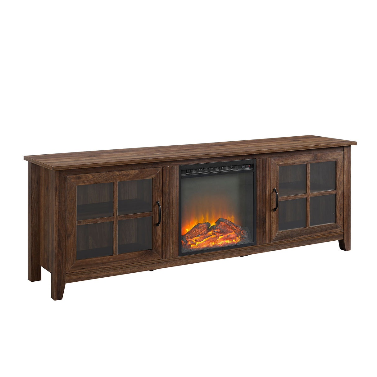 Modern Farmhouse 2 Door Glass Windowpane 70" TV Stand For 80" TVs by Couch.com