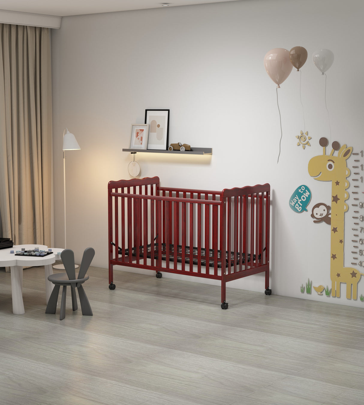 Crib 3 In 1 Convertible, Made Of Sustainable Pinewood, Non Toxic Finish, Comes With Locking Wheels, Wooden Nursery Furniture by Couch.com