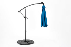 10ft Solar LED Offset Hanging Market Patio Umbrella in Dark Blue