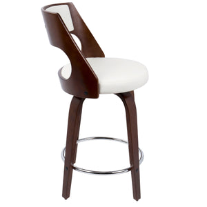 Cecina - Mid-Century Modern Fixed Height Counter Stool With Swivel And Round Footrest (Set of 2) by Couch.com