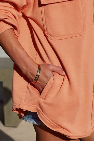 Women Exposed Seam Collared Neck Button Up Jacket with Pockets Stylish Casual Everyday Wear