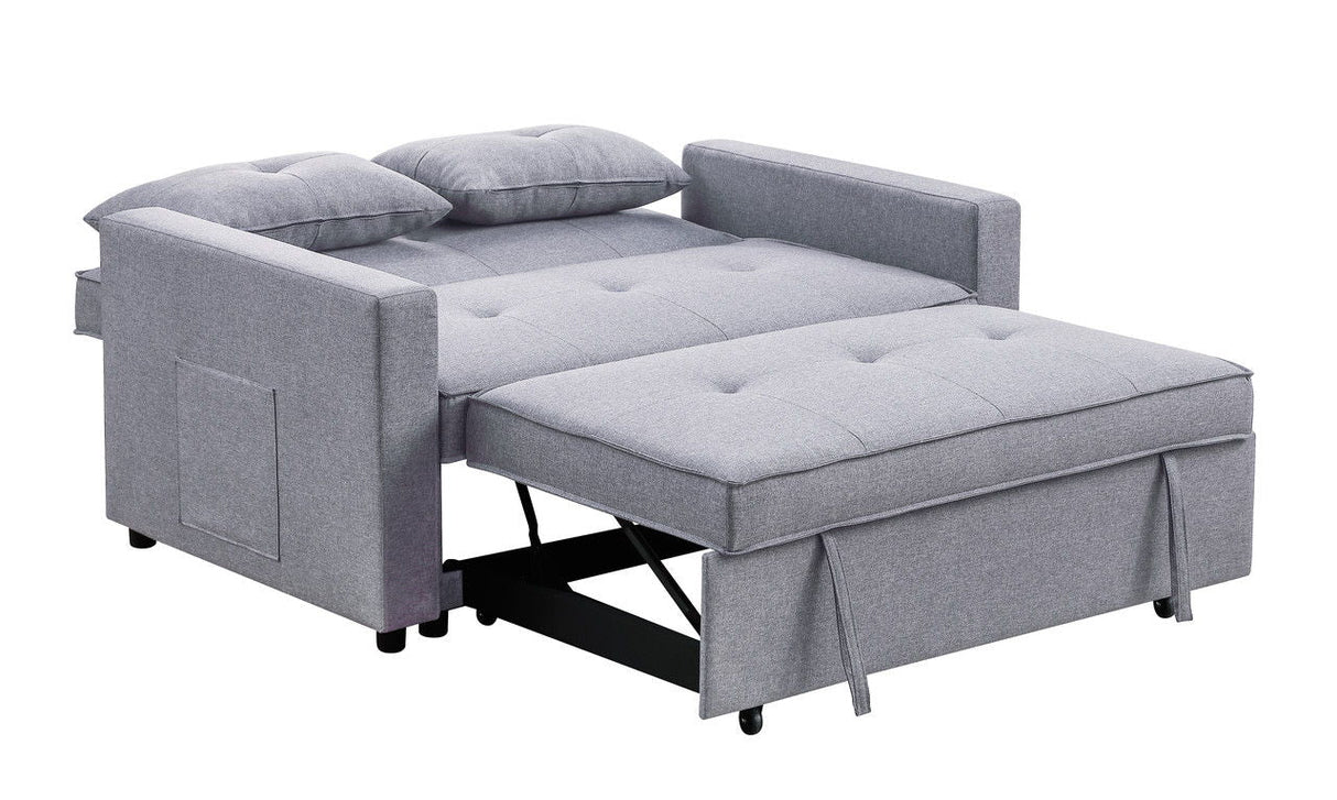 Zoey - Linen Convertible Sleeper Loveseat With Side Pocket by Couch.com