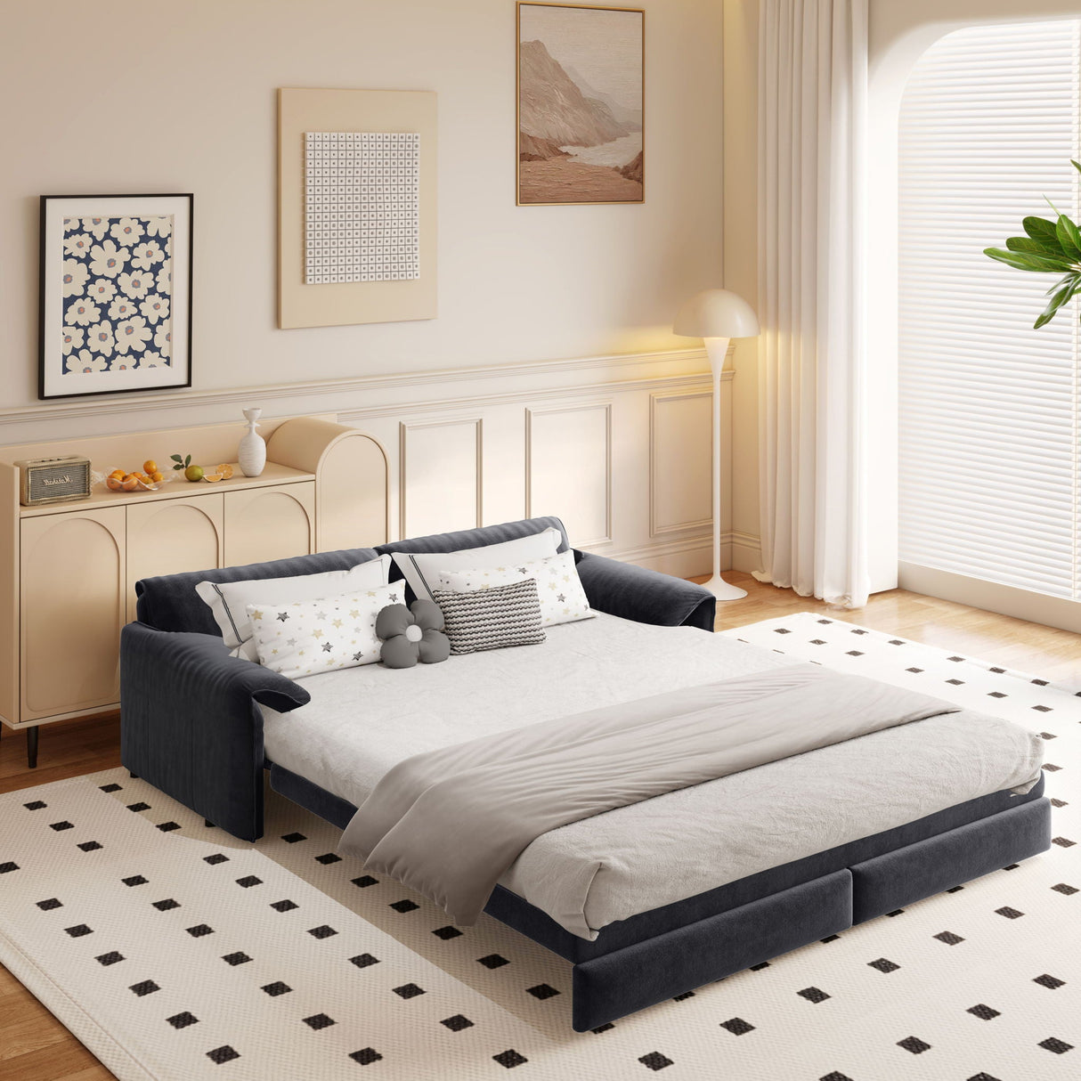 Pull Out 3 In 1 Convertible Sleeper Sofa With Side Storage, Multi Functional by Couch.com