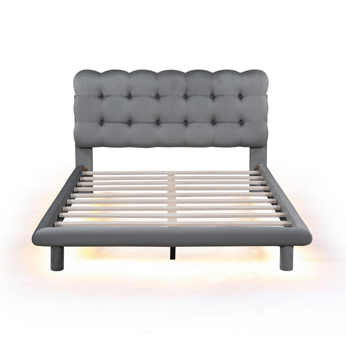 Platform Bed With LED Frame, Thick & Soft And Button Tufted Design Headboard by Couch.com