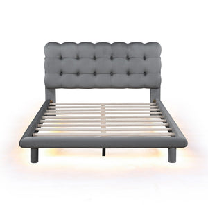 Platform Bed With LED Frame, Thick & Soft And Button Tufted Design Headboard by Couch.com