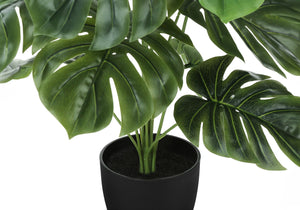 24" Tall, Artificial Plant, Monstera, Indoor, Faux, Fake, Table, Greenery, Potted, Real Touch, Decorative - Green / Black by Couch.com