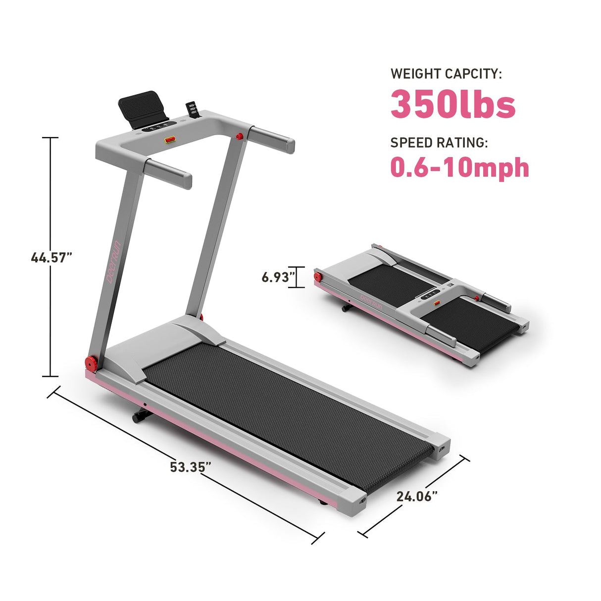 DeerRun A1 Series 6% Incline Foldable Treadmill——Upgraded Chip & NFC Support | 300Lbs-350Lbs, 7.5mph-10mph