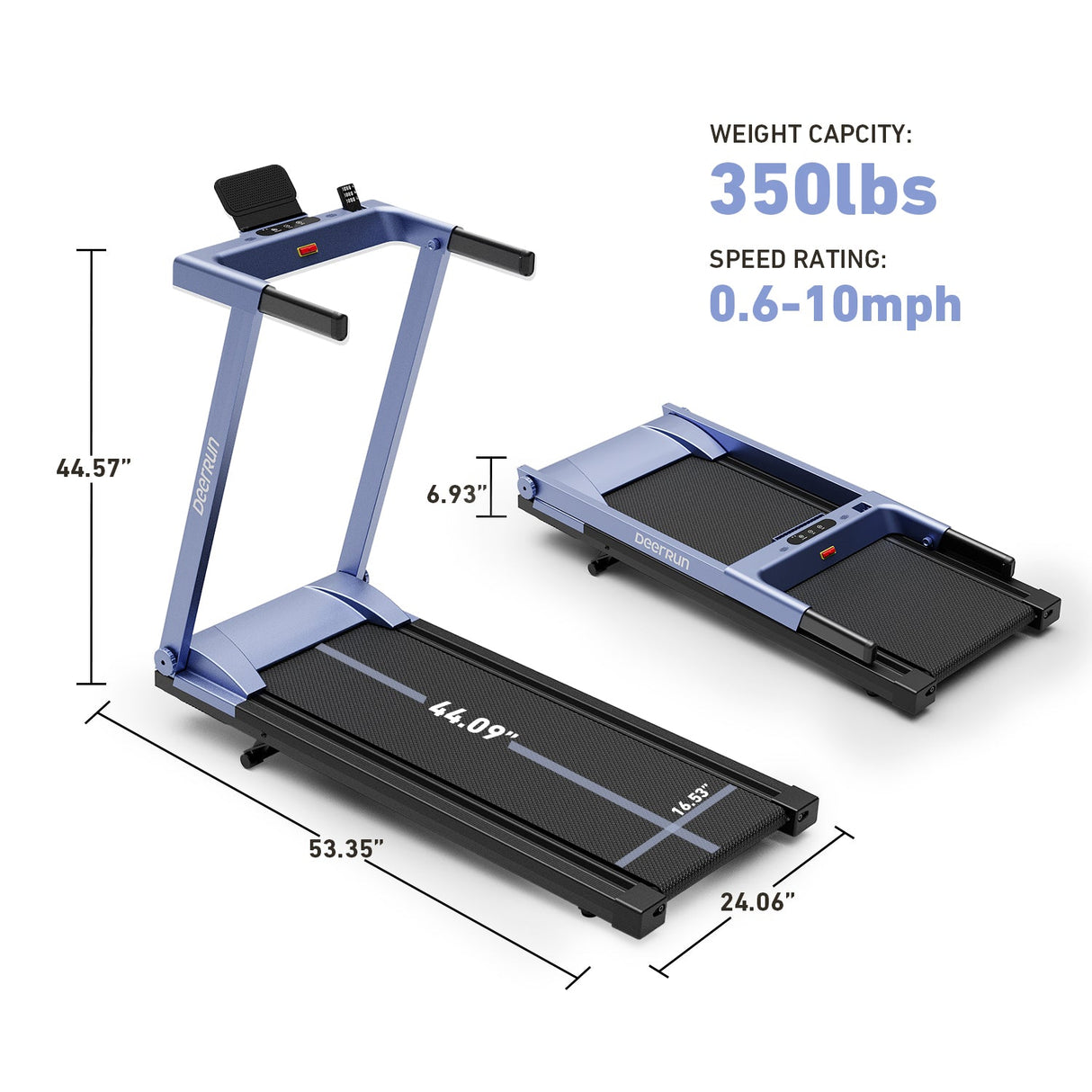 DeerRun All-New 2026 A1 Pro Move+  6% Incline Foldable Treadmill——Upgraded Chip & NFC Support | 350Lbs, 10mph Blue