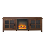Modern Farmhouse 2 Door Glass Windowpane 70" TV Stand For 80" TVs by Couch.com