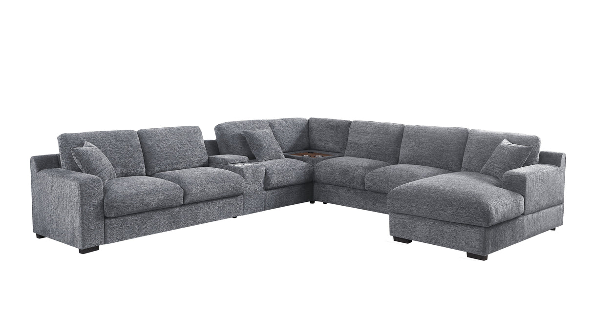 Celine - Chenille Fabric Corner Sectional Sofa With Right-Facing Chaise, Cupholders, And Charging Ports by Couch.com