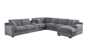 Celine - Chenille Fabric Corner Sectional Sofa With Right-Facing Chaise, Cupholders, And Charging Ports by Couch.com