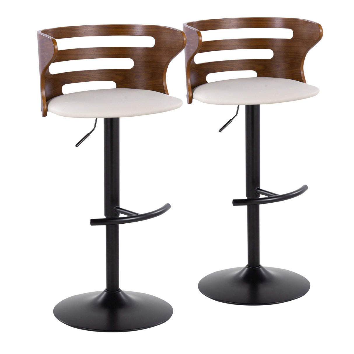 Cosi - Mid Century Modern Adjustable Barstool With Swivel With Rounded T Footrest (Set of 2) by Couch.com