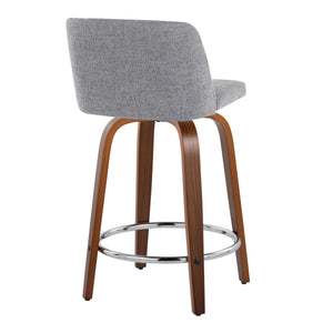 Toriano - Mid Century Modern Fixed Height Counter Stool With Swivel With Round Footrest (Set of 2) by Couch.com