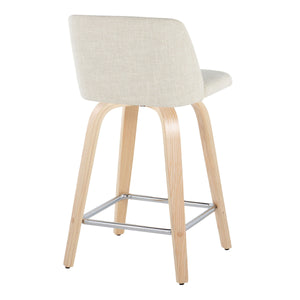 Toriano - Contemporary Fixed Height Counter Stool Swivel With Square Footrest (Set of 2) by Couch.com