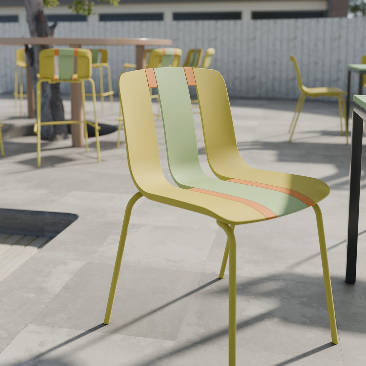 Modern Striped Blocking Single Chairs, Waterproof And Fade Resistant (Set of 4)