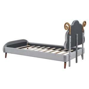 Upholstered Platform Bed With Sheep Shaped Headboard by Couch.com