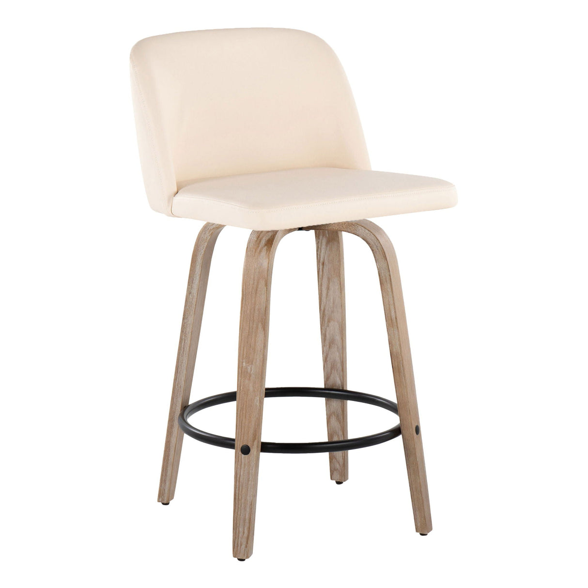 Toriano - Contemporary Fixed-Height Counter Stool & Swivel With Round Footrest (Set of 2) by Couch.com