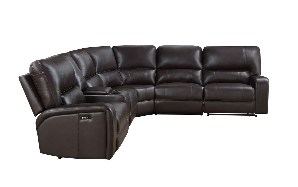 Saul - Power Recliner Sectional Sofa With USB Port Cupholder Console by Couch.com