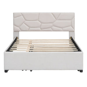 Upholstered Platform Bed With Brick Pattern Headboard And Twin Long Size Trundle by Couch.com