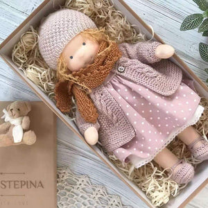 Handmade Plush Doll Golden Curly Girl Finished Product