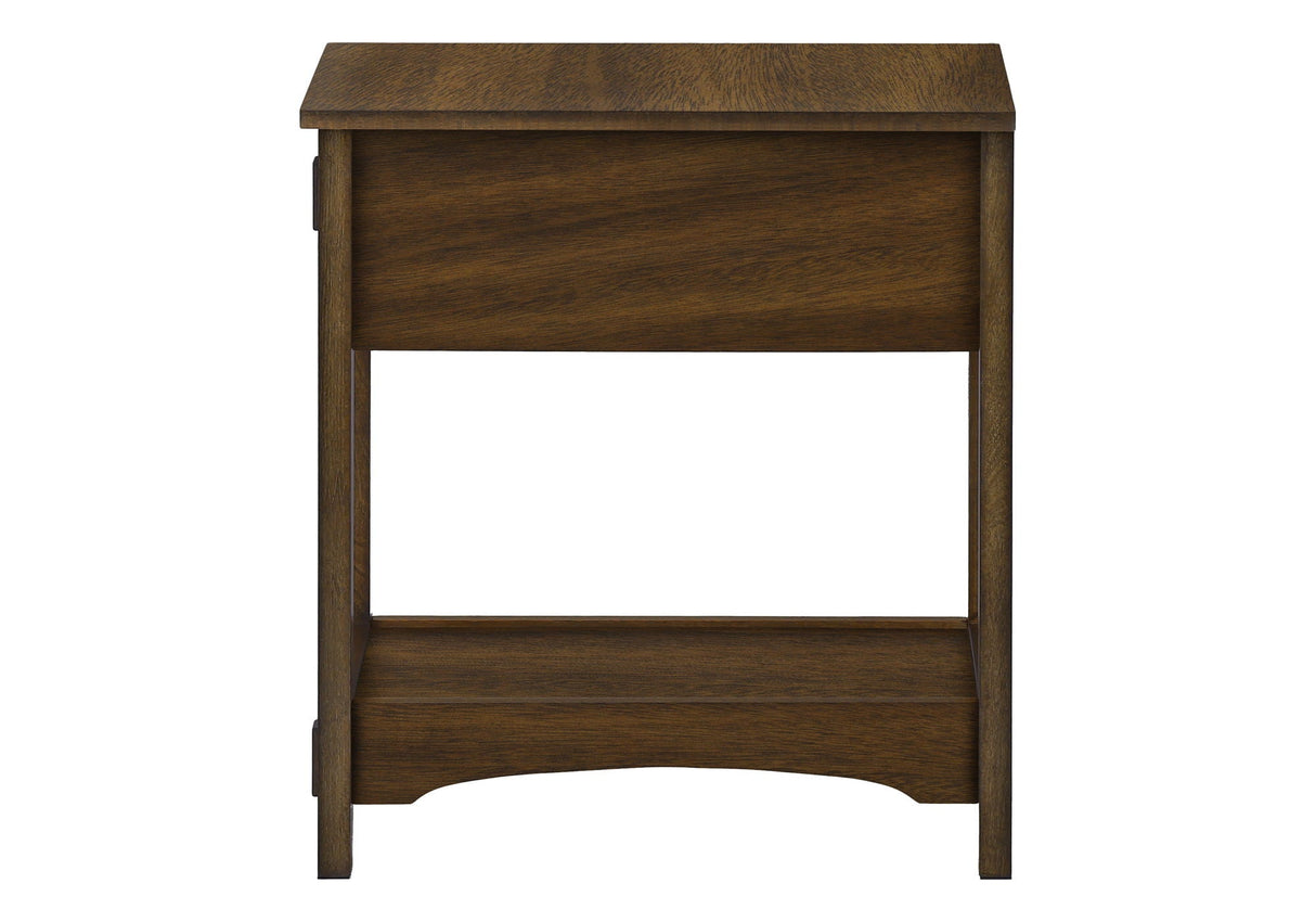 Accent End Table, 2 Tier, Narrow, Storage Drawer, Transitional - Walnut by Couch.com
