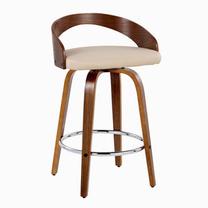 Grotto - Mid Century Modern Elegant Fixed Height Counter Stool With Swivel With Round Footrest (Set of 2) by Couch.com