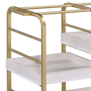 Vorrik Gold & White Washed Finish Serving Cart