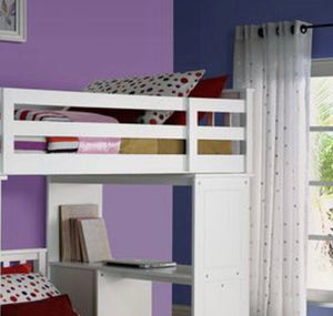 Freya Twin Loft Bed With Storage (Not Including The Bottom Twin Bed) - White