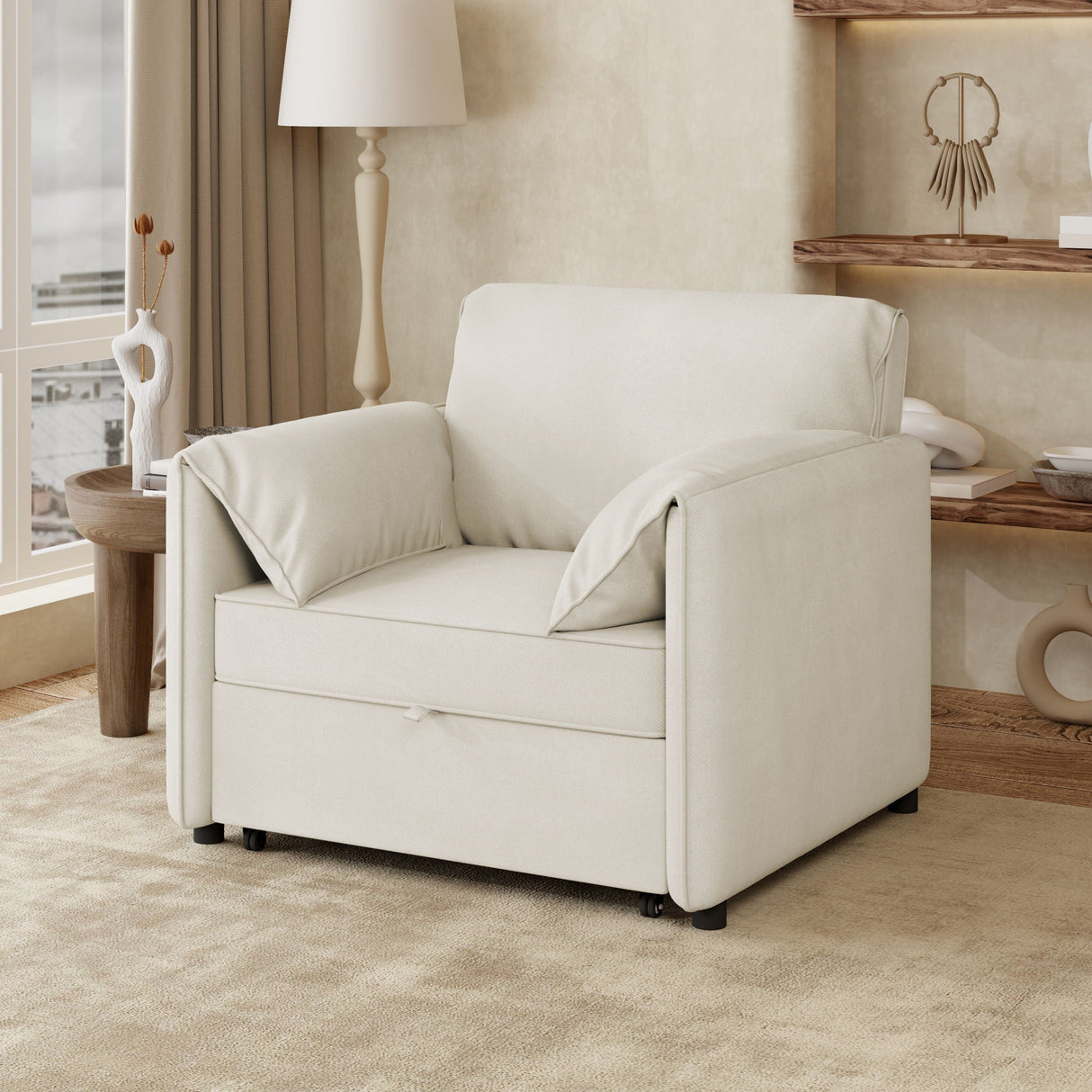 Convertible Pull Out Sofa Bed, 3 In 1 Convertible Sleeper Chair Adjustable Backrest With Thicked Cushions by Couch.com