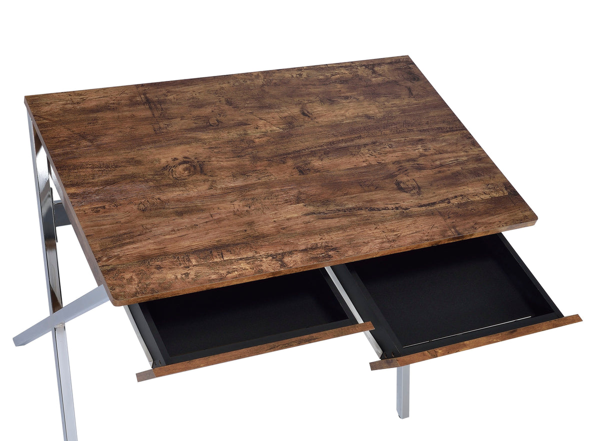 Callers - Weathered Writing Desk - Chrome / Oak by Couch.com