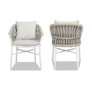 Maiden - Barrel Back Aluminum & Rope Outdoor Patio Dining Chair, Sunproof Olefin (Set of 2) by Couch.com