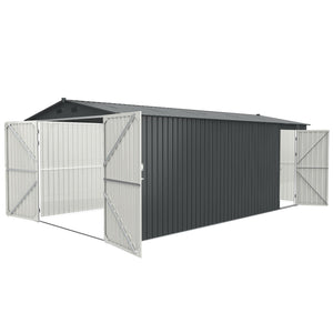 Outdoor Storage Shed, Metal Garden Shed Backyard Utility Tool House Building With 2 Doors And 4 Vents For Car, Truck, Bike, Garbage Can, Tool, Lawnmower by Couch.com