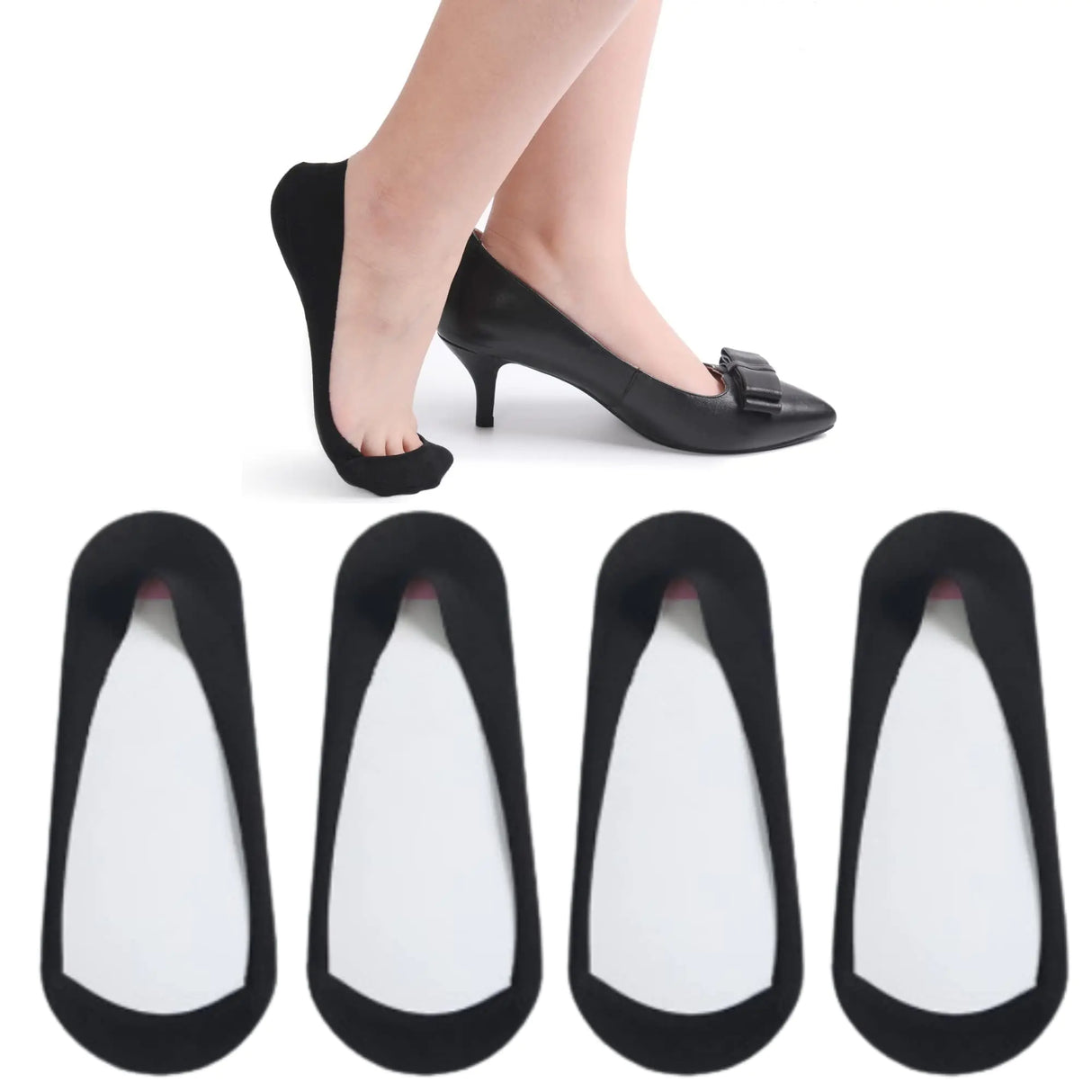 Soxbang Womens TRULY No Show Socks for Flats Heels Non Slip Cotton Ultra Low Cut Liner Socks(4-Black,8-9.5) 8-9.5 4-black