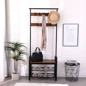 Hall Tree With Shoe Bench For Entryway With 9 Removable Hooks by Couch.com