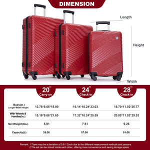 3 Piece Luggage Sets Lightweight Suitcase With Two Hooks, Spinner Wheels, by Couch.com
