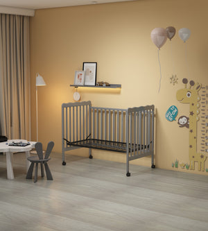 Crib 3 In 1 Convertible, Made Of Sustainable Pinewood, Non Toxic Finish, Comes With Locking Wheels, Wooden Nursery Furniture by Couch.com