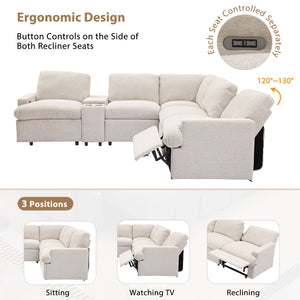 Power Recliner Corner Sofa Home Theater Reclining Sofa Sectional Couches With Storage Box, Cup Holders, USB Ports And Power Socket For Living Room by Couch.com