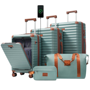 Deluxe 5-Piece Hard-Side Luggage Set with USB and TSA Security