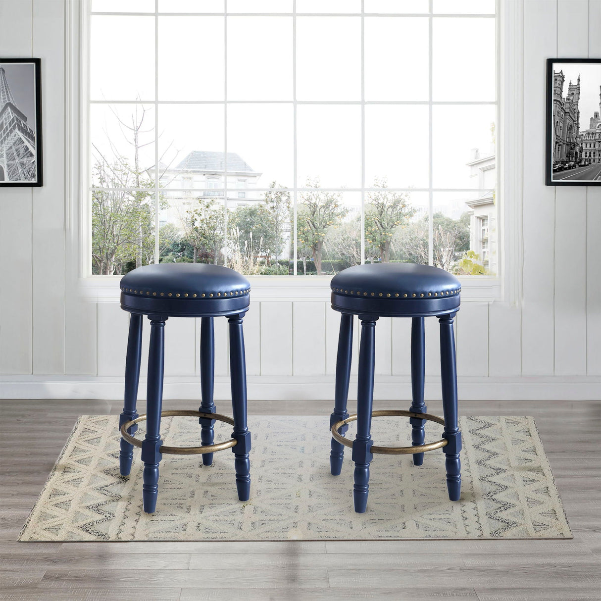 360° Swivel Wooden Barstools With Upholstered Seat, Counter Height (Set of 2) by Couch.com