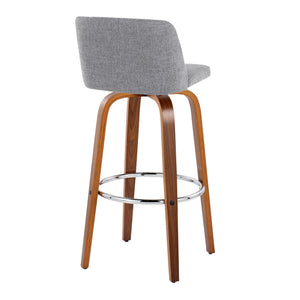 Toriano - Mid Century Modern Fixed Height, Barstool With Swivel With Round Footrest (Set of 2) by Couch.com