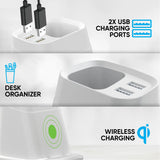 Wireless Charging Stand with Dual USB Charger & Desk Organizer by Infinite Basics
