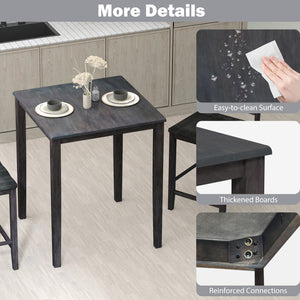 Square Dining Table with Solid Wood Frame for 4-Person-Gray